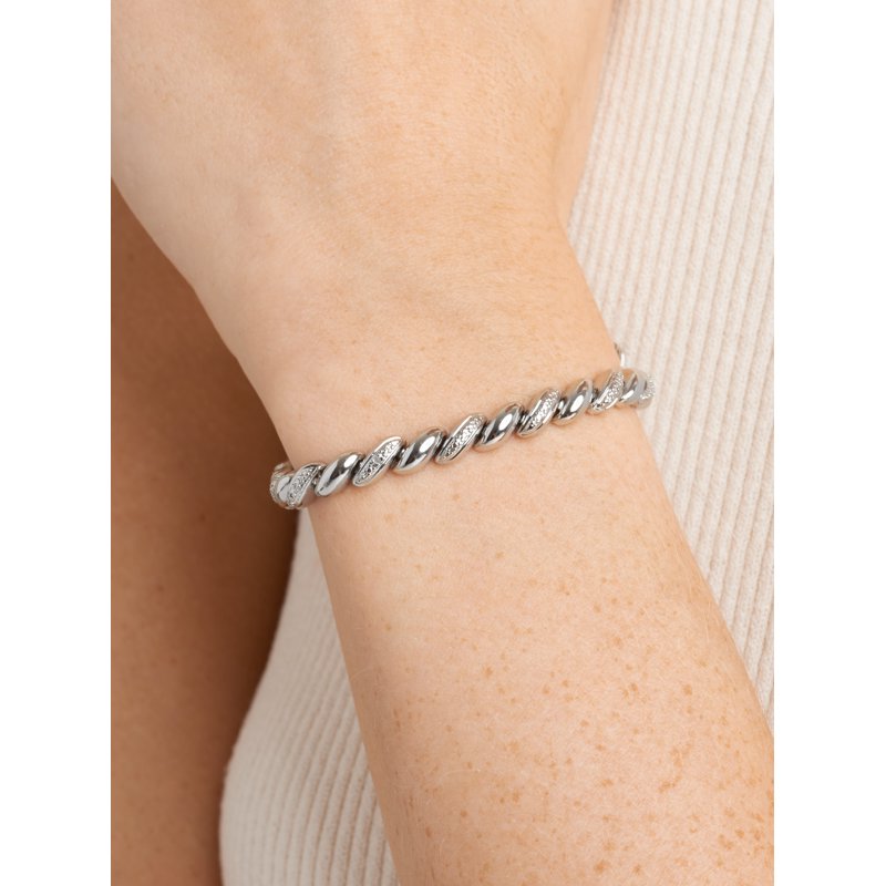 Fine Silver Plated San Marco Tennis Bracelet with Diamond Accent 7.25"