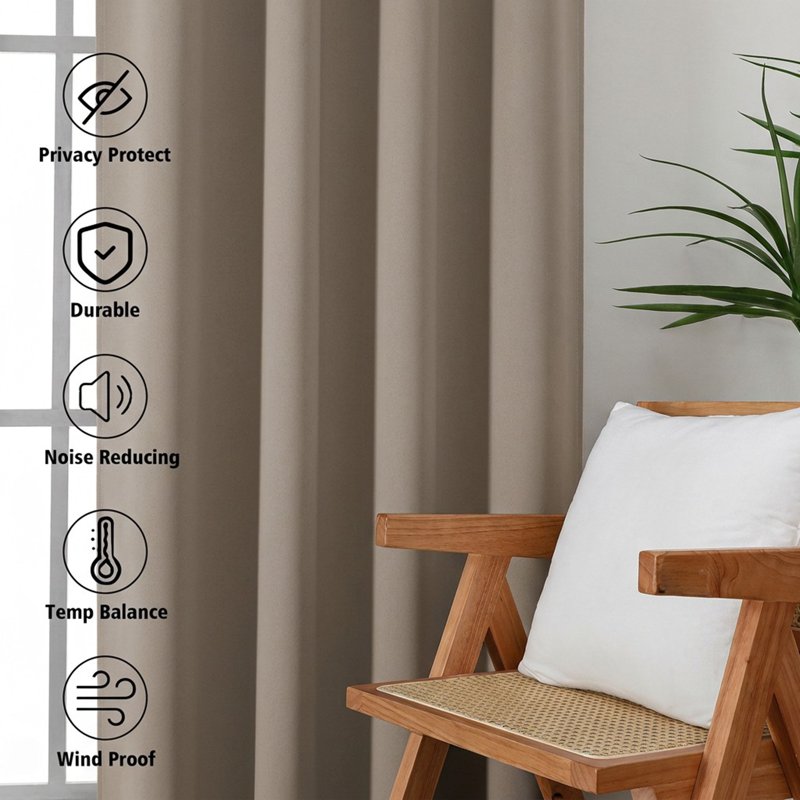 Aether Latte 40x54in Blackout Curtains 2 Panels - Thermal Insulated Room Darkening