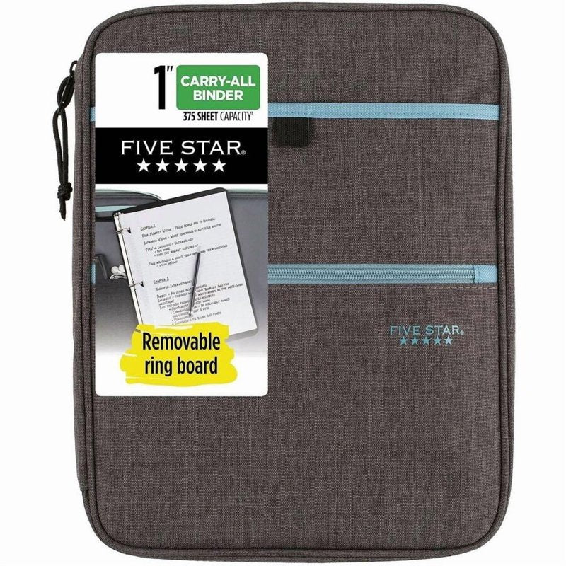1-Inch Zipper Binder with 225 Sheets, Multi-Colored, Organizer with Pockets