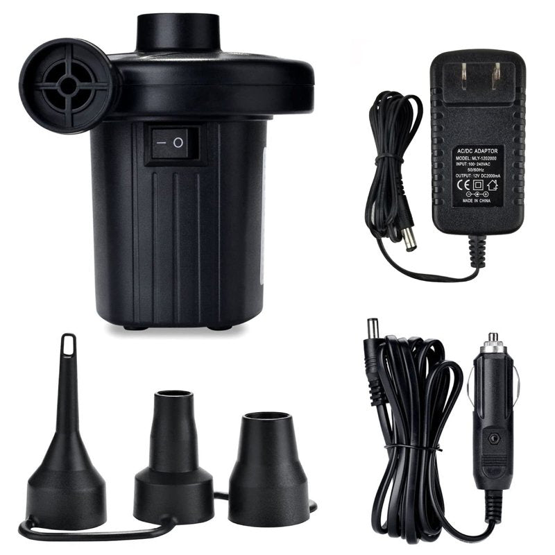 Portable Electric Air Pump for Inflatable Pools Airbeds & Rafts - Quick-Fill AC/DC Inflator & Deflator