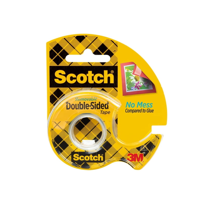 (3 Pack) Scotch Removable Double Sided Tape with Dispenser - Clear, 3/4 in x 200 in