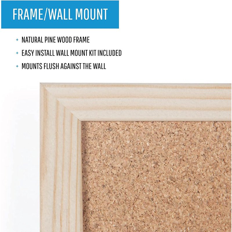 12x18 Inch Cork Bulletin Board with Wood Frame - Self-Healing Surface