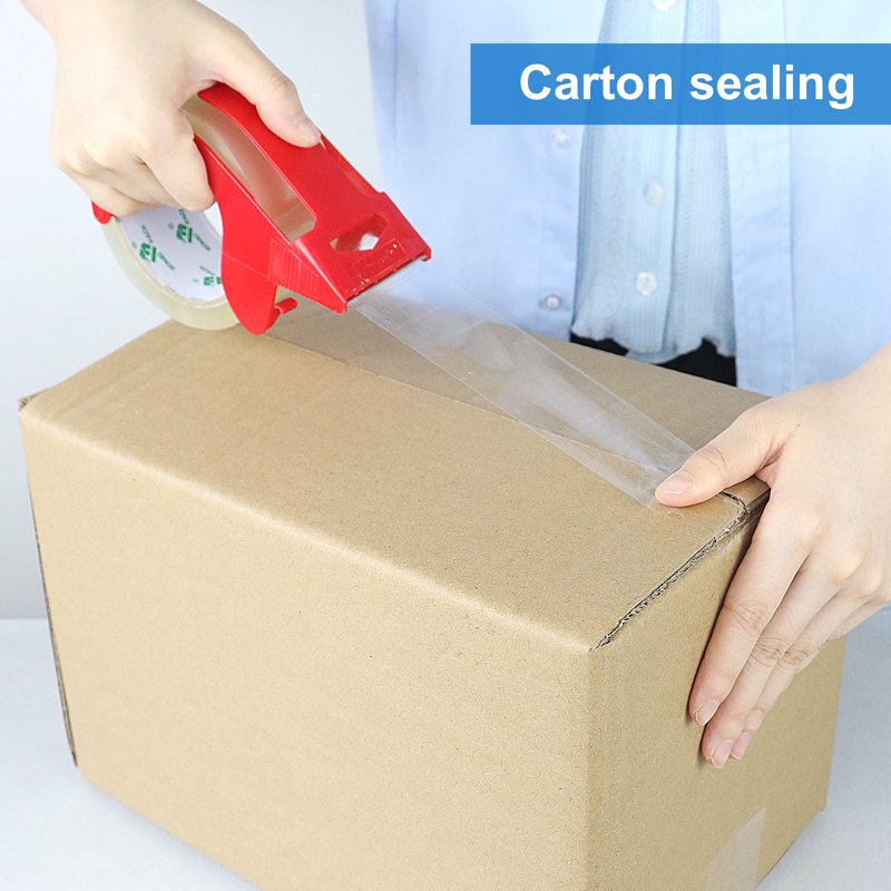Heavy Duty Clear Packing Tape with Dispenser - 6 Rolls, 360 Yards, 2.4 Mil Thick, 1.88 Inch Wide for Shipping & Moving