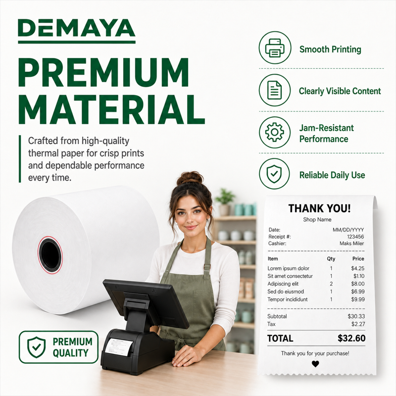 Thermal Receipt Paper Rolls 3 1/8" x 230' Bulk 50 Rolls BPA Free POS Tape