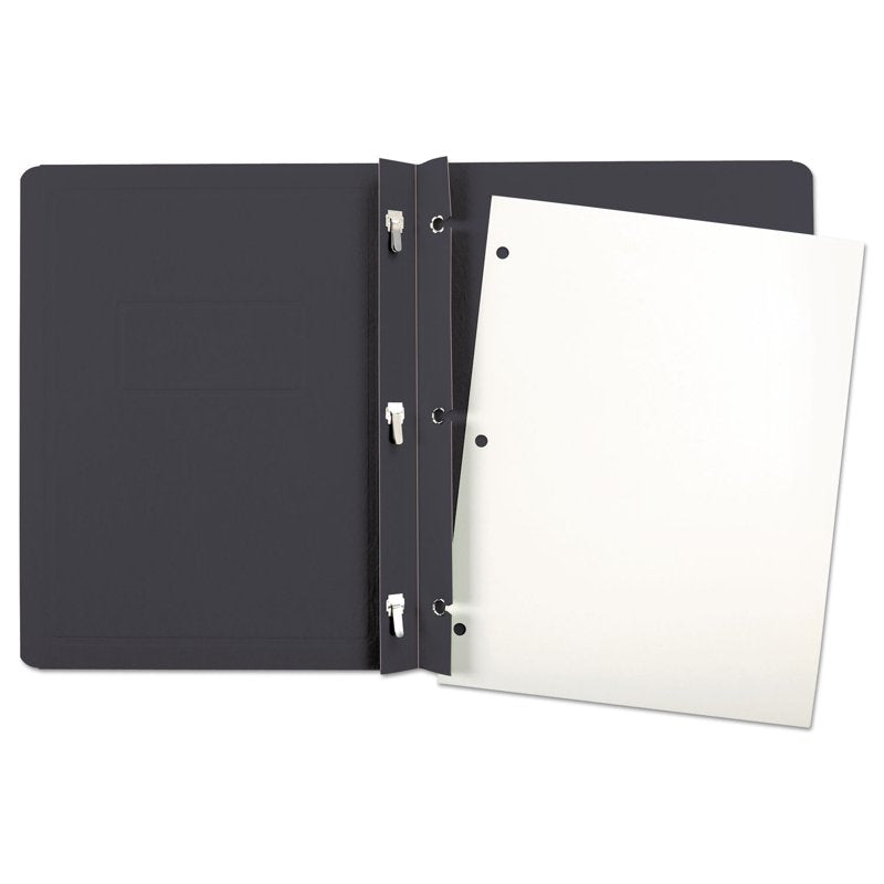Office Report Cover with Embossed Border, 3-Prong Fastener, 8.5 x 11, Black, Pack of 25