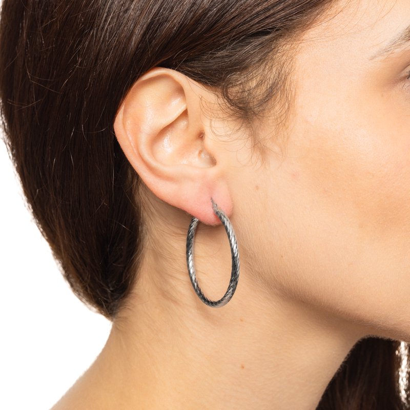 Sterling Silver Rope Twist Hoop Earrings 40MM for Women