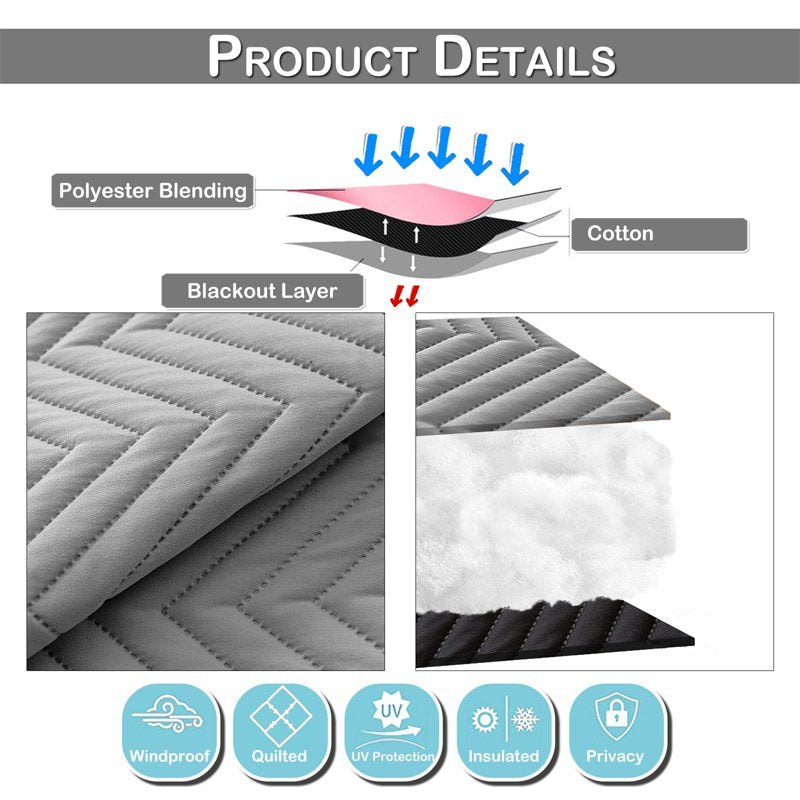 Thermal Blackout Curtains for Winter - Soundproof & Windproof 55x102 Gray