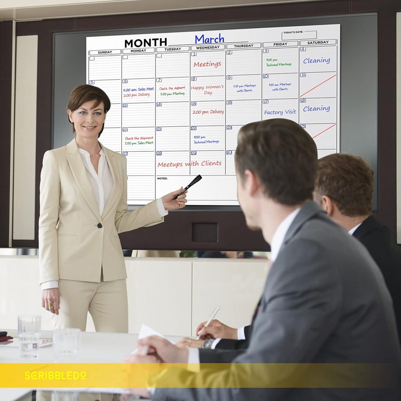 Large 36x48 Inch Whiteboard Calendar Wall Planner with Markers & Accessories