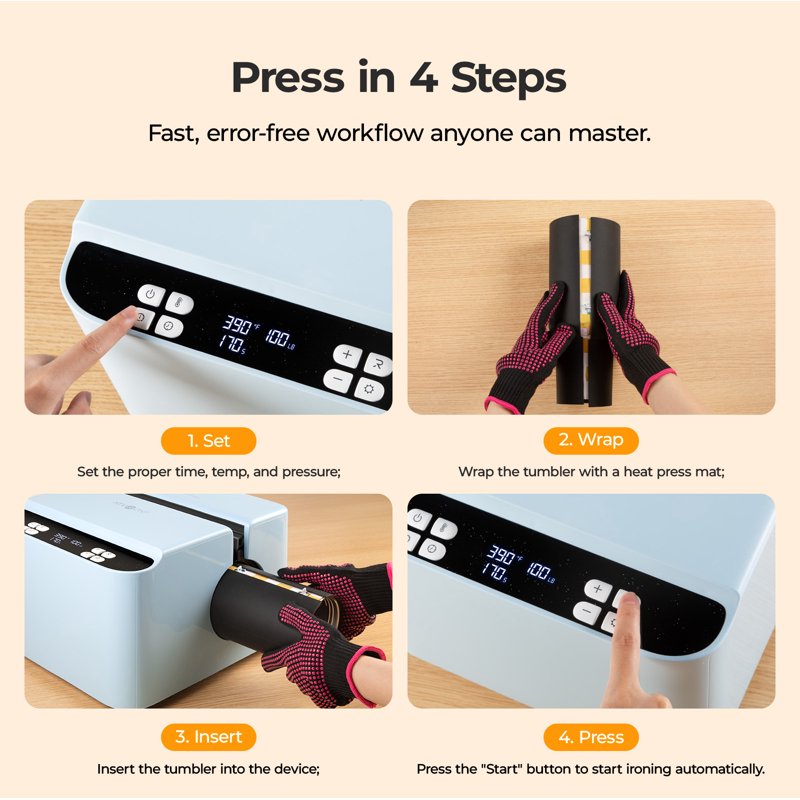 Auto Tumbler Heat Press Machine for 40 oz Cups with Full Wrap Transfer