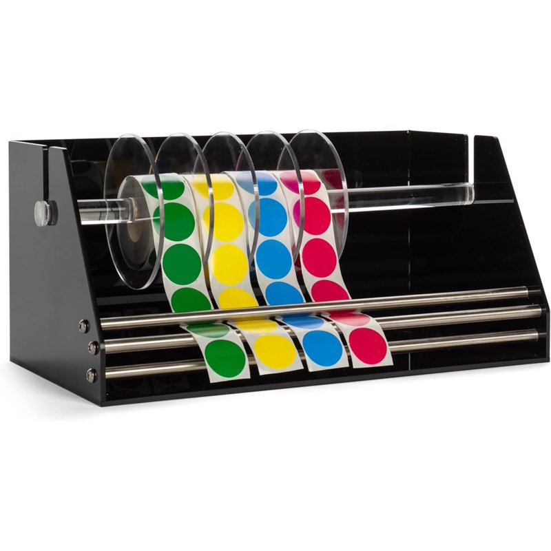 Label Dispenser for Sticker Rolls Acrylic Office Label Holder with Anti-Slip Feet