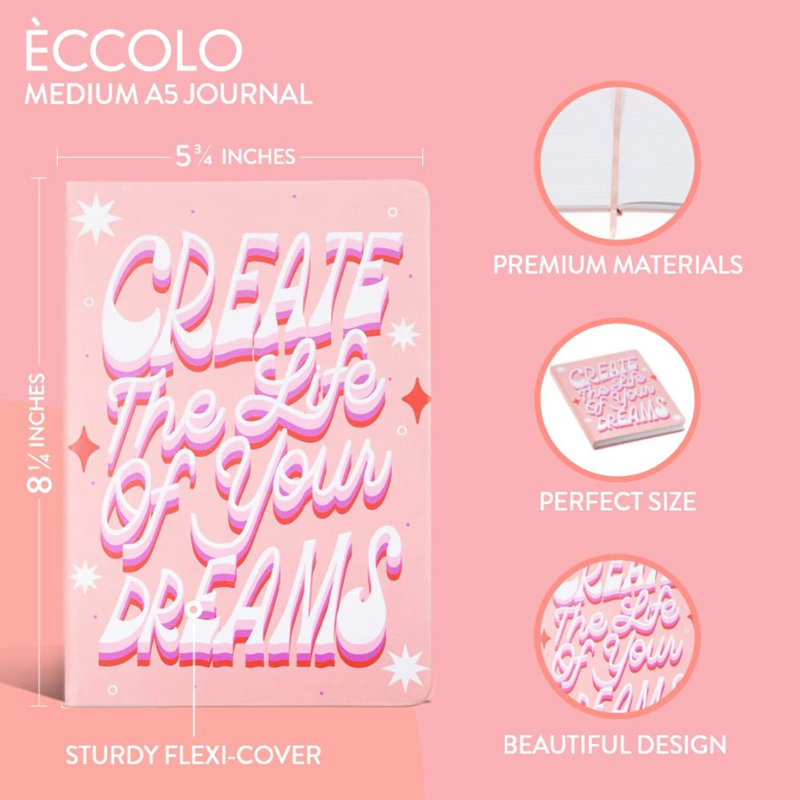 Create Dreams 6x8 Inch Linen Cover Journal - Ivory 256 Pages