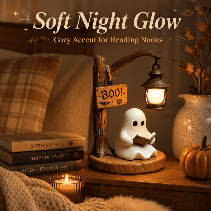 Halloween Ghost Reading Night Light - 3D Resin Spooky Desk Lamp, Warm Glow, Indoor Decoration, Party Gift