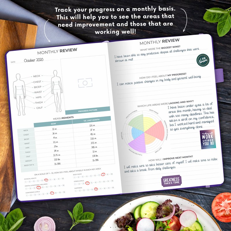 Weekly Meal Planner Journal with Grocery Lists & Trackers - Undated, 1 Year