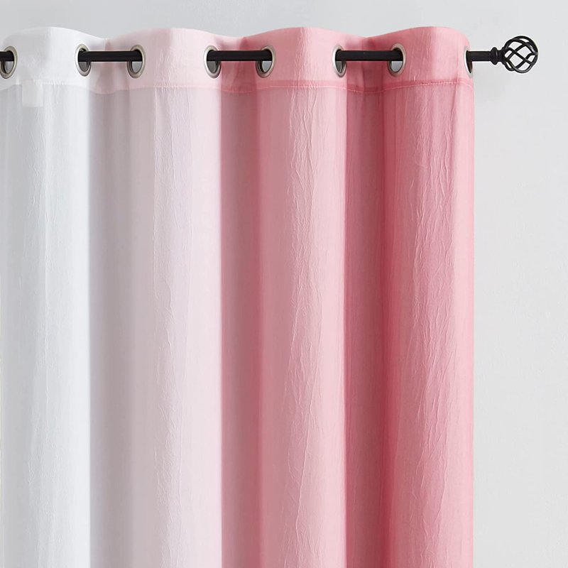 Blackout & Sheer Curtain Set - Pink Ombre, Energy Efficient, 4 Panels