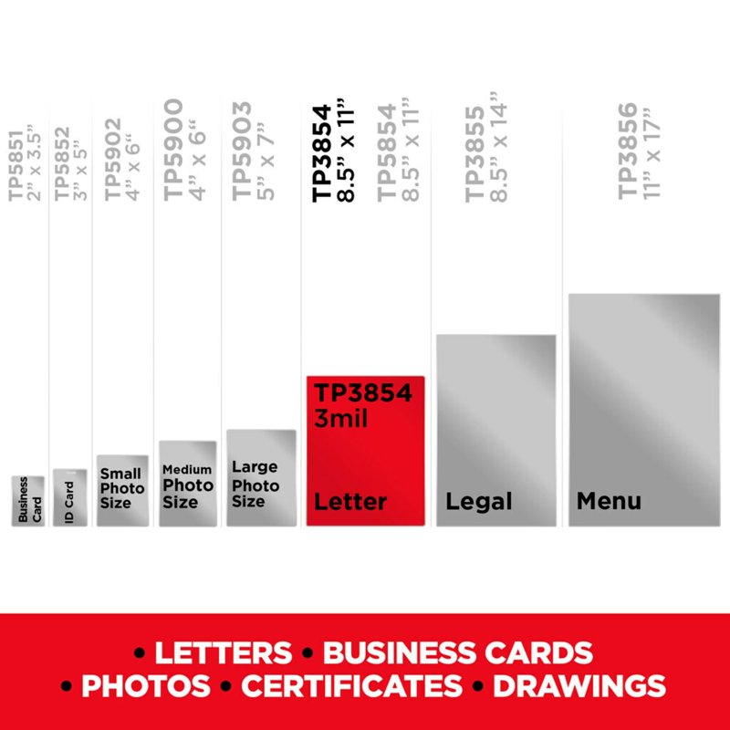 Thermal Laminating Pouches 50 Sheets, 3 Mil for Documents & Cards