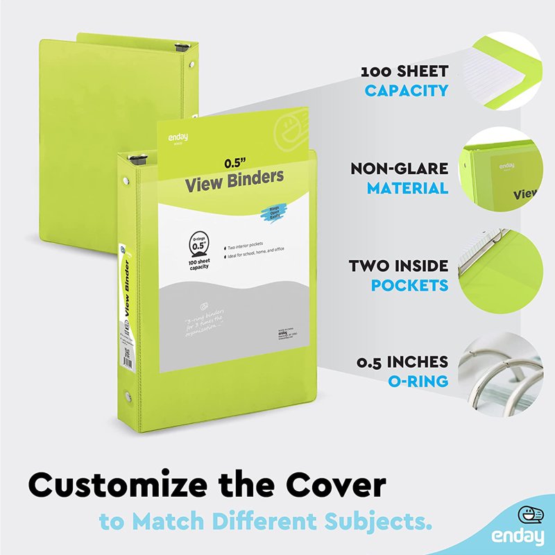 Multicolor 3 Ring Binders with Pockets - Office, School, Home Organization - 6 Pack