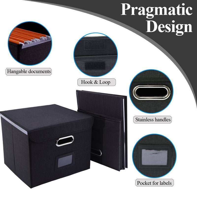 File Organizer Box with Lid and Slides - Legal Size Document Storage