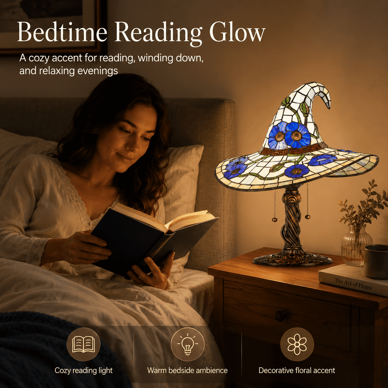 Gothic Witch Hat Table Lamp - Halloween Night Light for Bedroom Decor