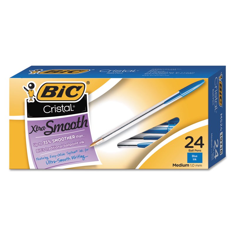 Ballpoint Pen Set with 1mm Medium Tip, Blue Ink, 24 Pack