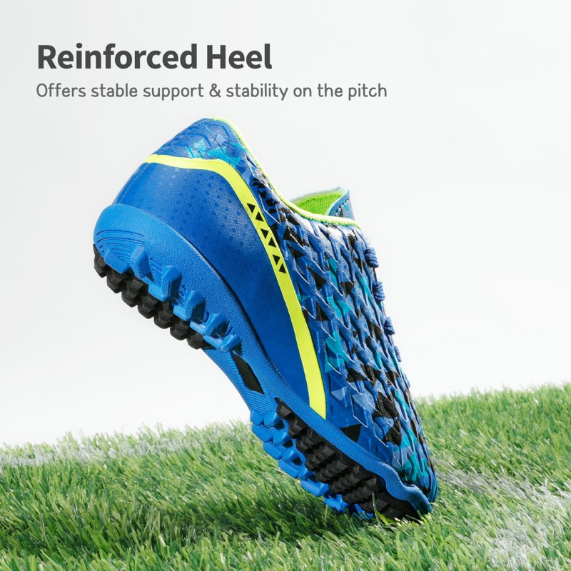 Dream Pairs Kids Turf Soccer Cleats - Lace-Up Indoor Soccer Shoes 12.5 Royal Blue Neon Green