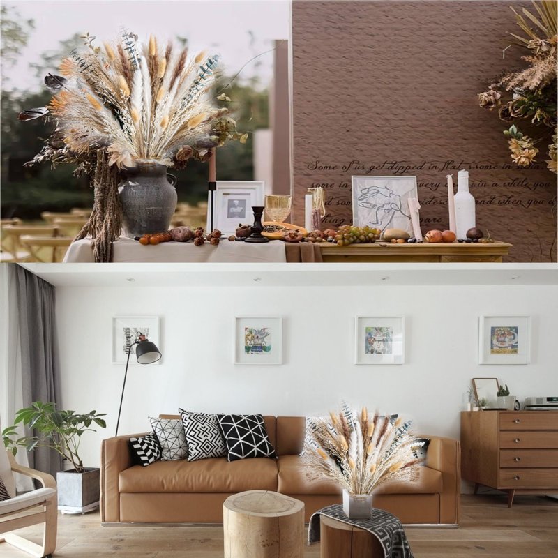 Dried Pampas Grass Decor - Rustic Boho Floral Arrangement for Home & Wedding