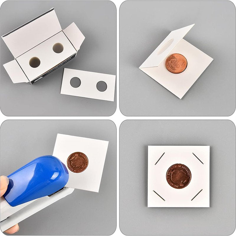 200PCS Coin Cardboard Holders Set with Clear Windows for Coin Collection Storage