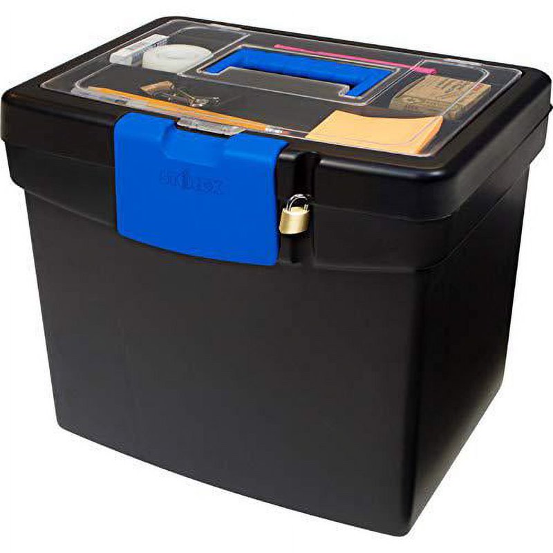Plastic File Storage Box with XL Lid for Letter-Size Files, Impact-Resistant