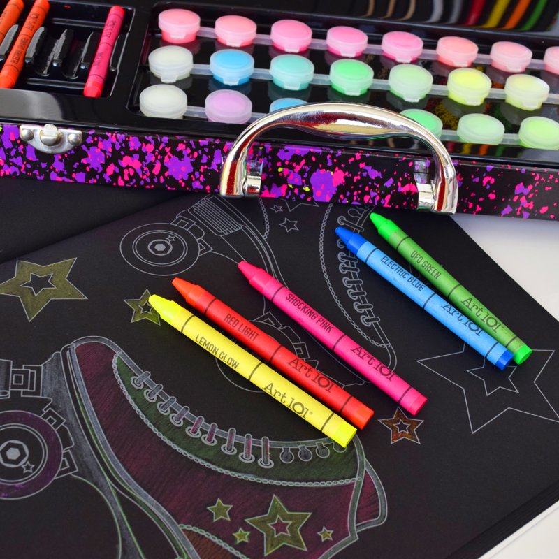 Glow and Neon Art Set with 61 Pieces for Children & Adults - Craft Kit