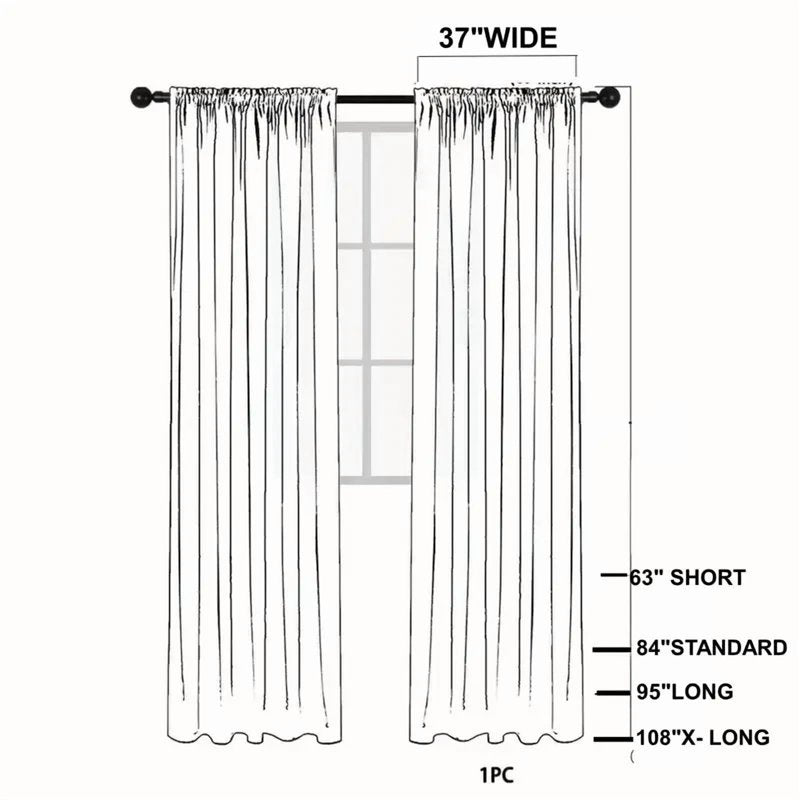 2-Piece Lined Curtain Panels with Rod Pocket - Multiple Colors, 37x95 Inches