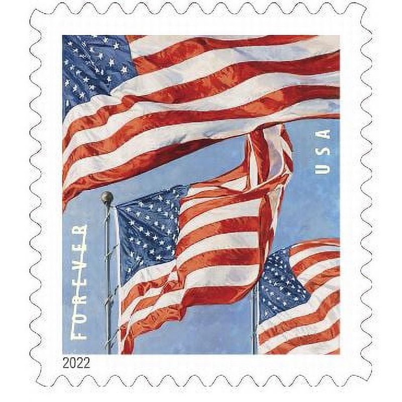 USPS Forever Stamp Roll of 100 U.S. Flag 2022 - Official Postal Stamp