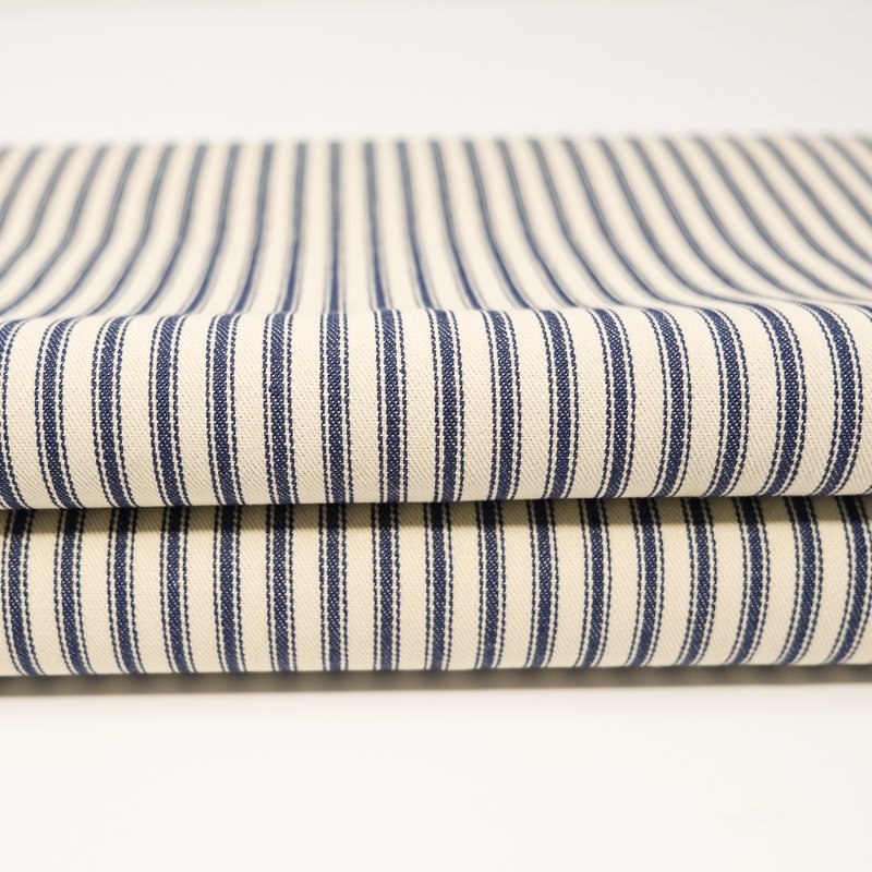 Cotton Woven Stripe Ticking Fabric by the Yard - Navy & Red Options