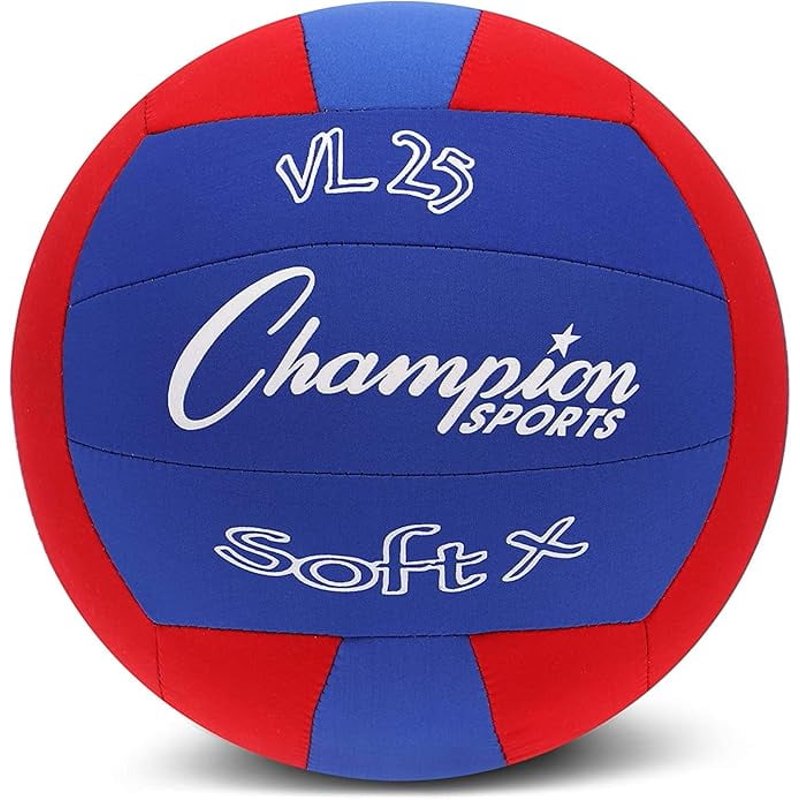 Rhino Skin Soft Fabric Volleyball for Beginners - Red & Blue, 8.25 Inch