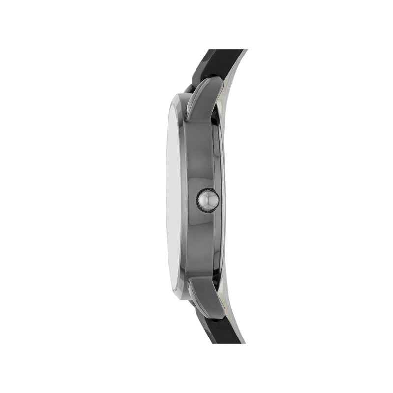 Men's Minimalist Quartz Watch with Black Dial and Silicone Strap