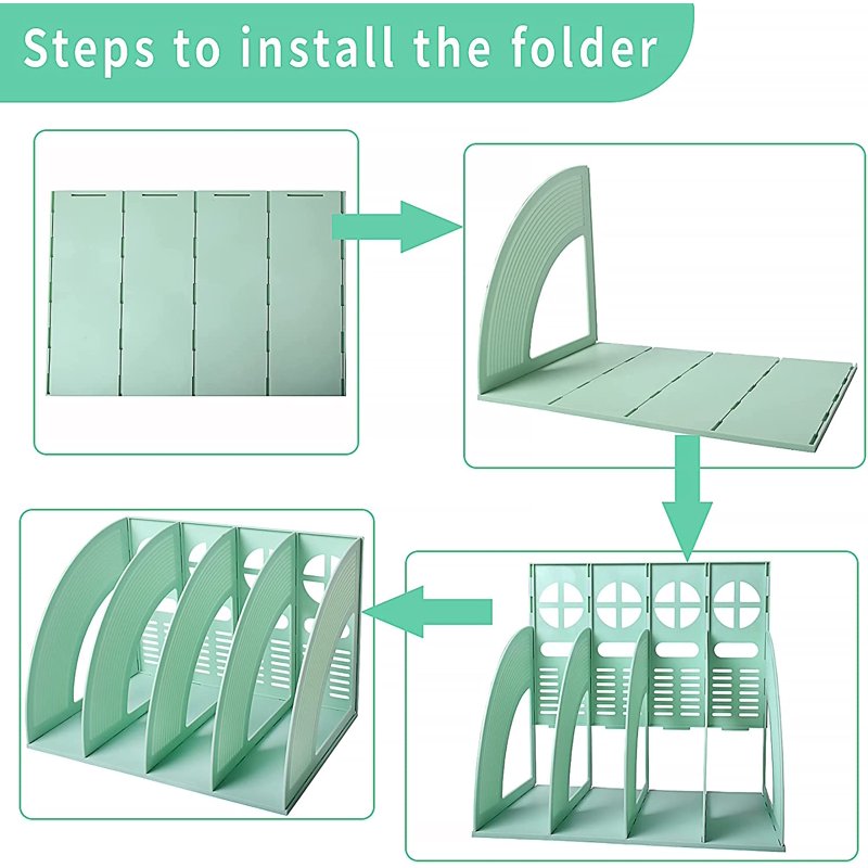 Desktop File Organizer with 4 Compartments - Office & Home Desk Storage