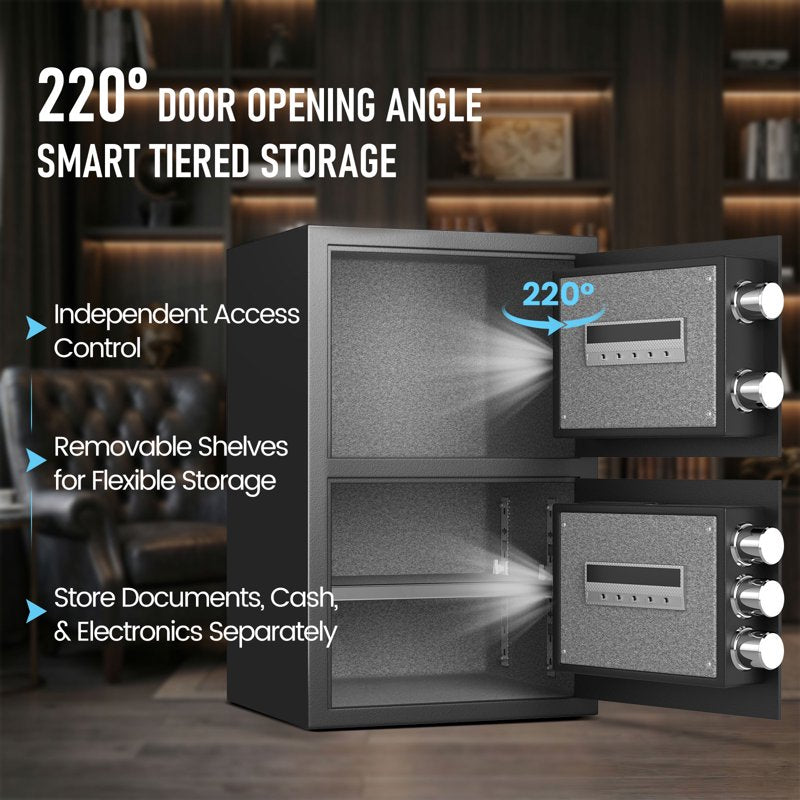 Digital Safe Box with Key Hook & Adjustable Shelves - High Security Cabinet