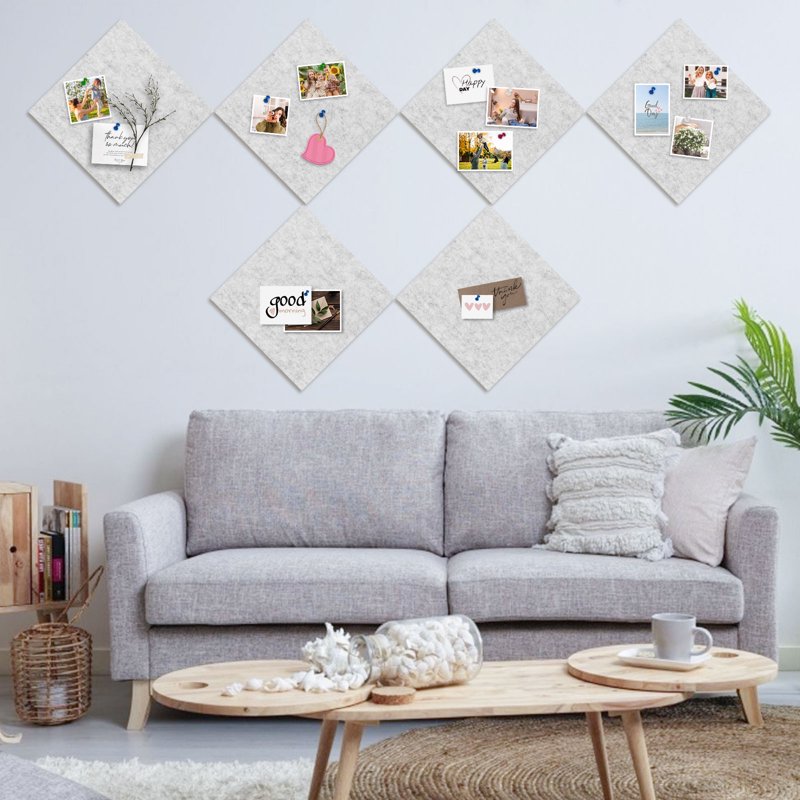 Felt Cork Board Tiles for Walls - Acoustic & Bulletin Boards - Pack of 6