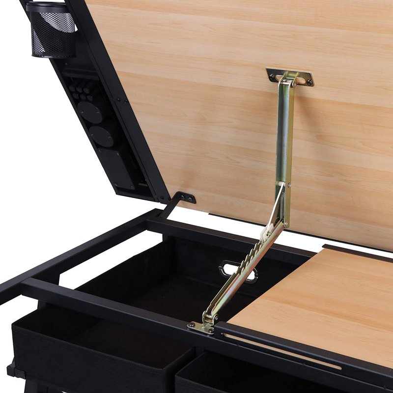 Adjustable Height Drafting Table with Stool and Drawer - Art & Drafting Desk, Black