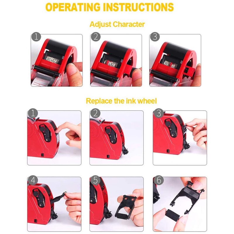Price Tag Gun Kit with 8-Digit Numerical Labels and Refill Ink - Durable Retail Labeling Tool