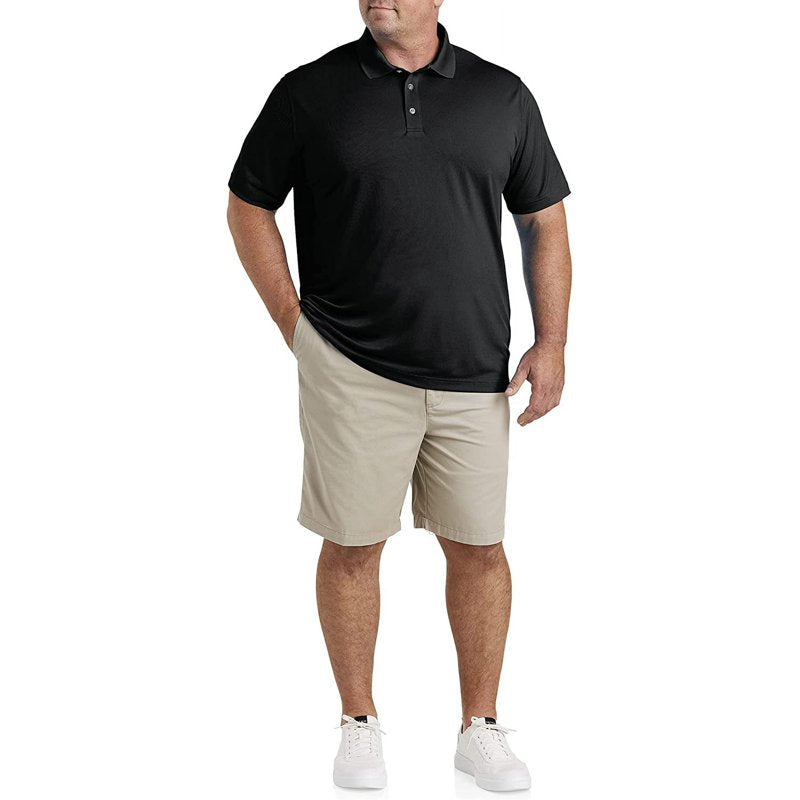 DXL Big and Tall Golf Polo Shirt for Men 6XLT Black - Moisture-Wicking, UPF, Tagless