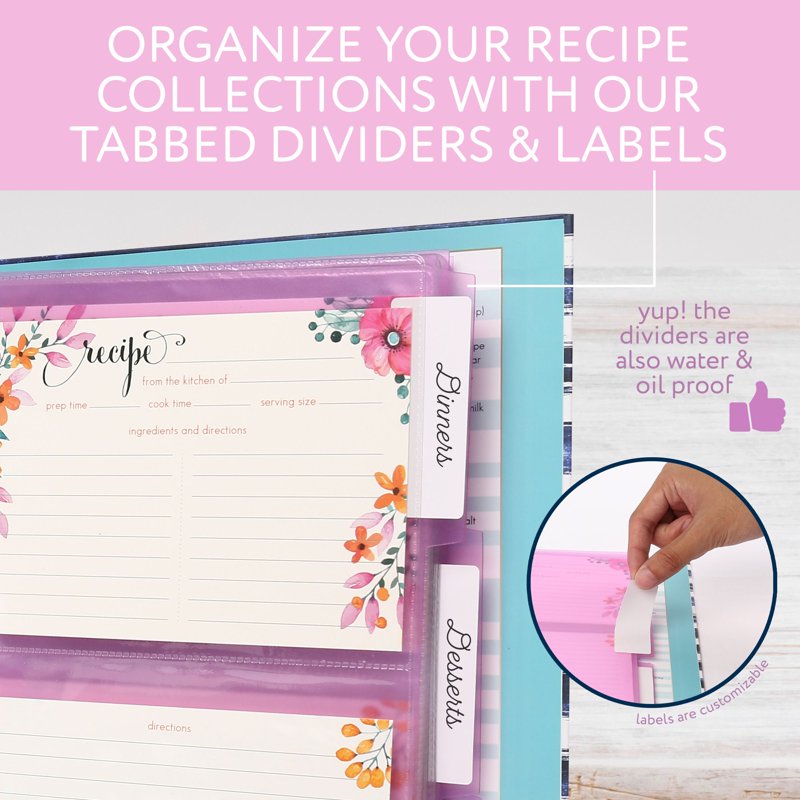 Kitchen Recipe Binder Set with Recipe Cards & Dividers, 8.5 x 10 Inches
