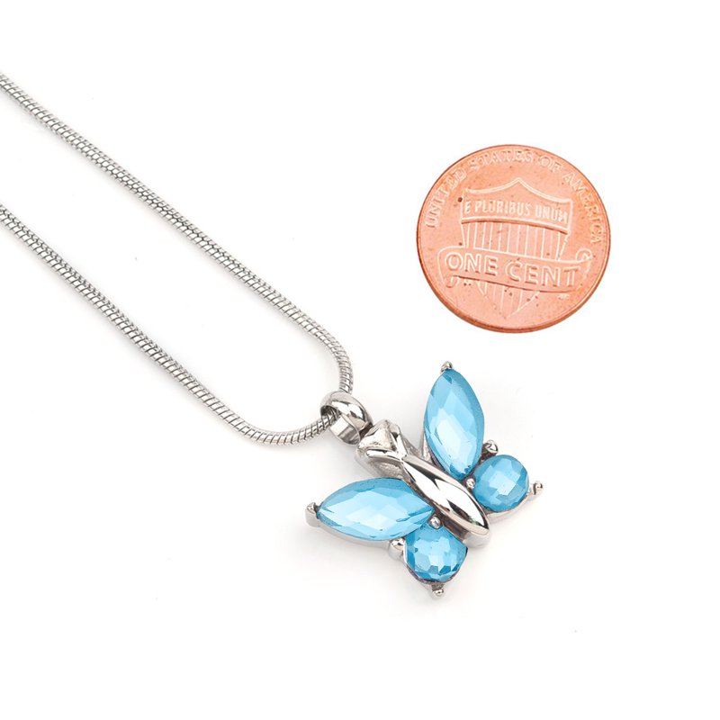 Women's Cremation Necklace with Butterfly Pendant and Free Fill Kit - Memorial Jewelry