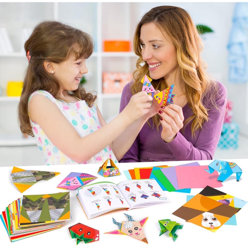 Kids Origami Paper Kit with 224 Sheets, Patterns & Tutorial for Beginners
