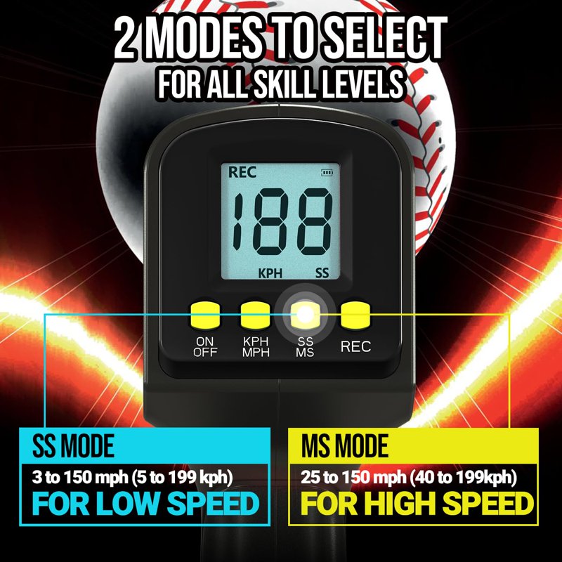 Baseball Radar Gun with LED & LCD Display, Adjustable Tripod, Speed Sensors