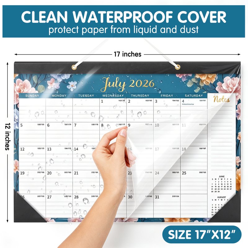 2026-2027 18-Month Desk Calendar - 17x12 inch Monthly Planning Pad with Holidays