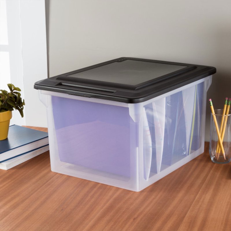 Clear Plastic File Storage Boxes with Lid - 12 Pack Office & Home Organization