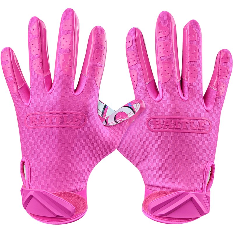 Adult Football Receiver Gloves Pink Large Reinforced Tackle Tackified Gripping