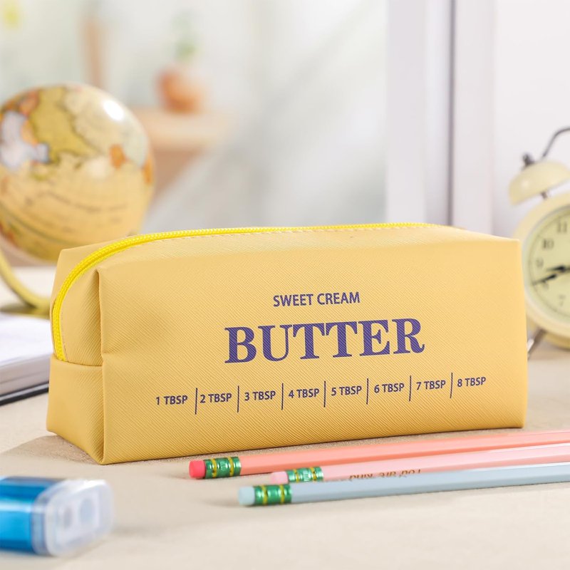 Yellow Pencil Pouch with Zipper - Portable Stationery Organizer for Office & Travel