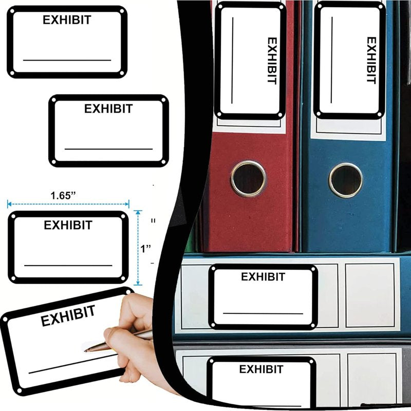 White Legal Exhibit Labels 1.65 x 1 Inch 300 Pack - Office & Document Labels