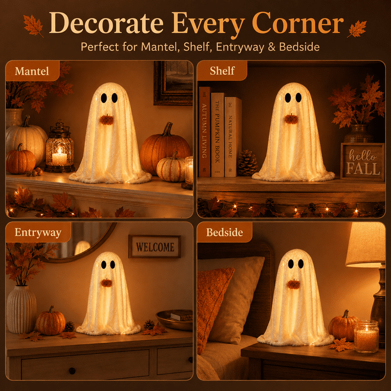 Halloween Ghost Decorations LED Lighted Tabletop Decor - 9.05 Inches