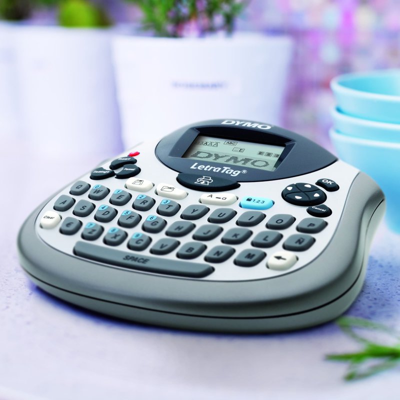 QWERTY Label Maker for Home & Office - Includes Black on White Labels